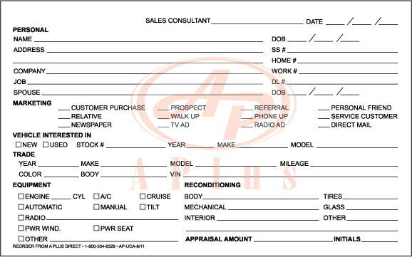 A Plus Prints Custom Appraisal Sheets